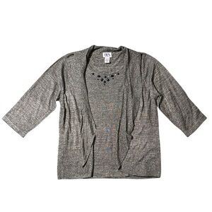 Classic Gray Knit Sweater with Embellishments